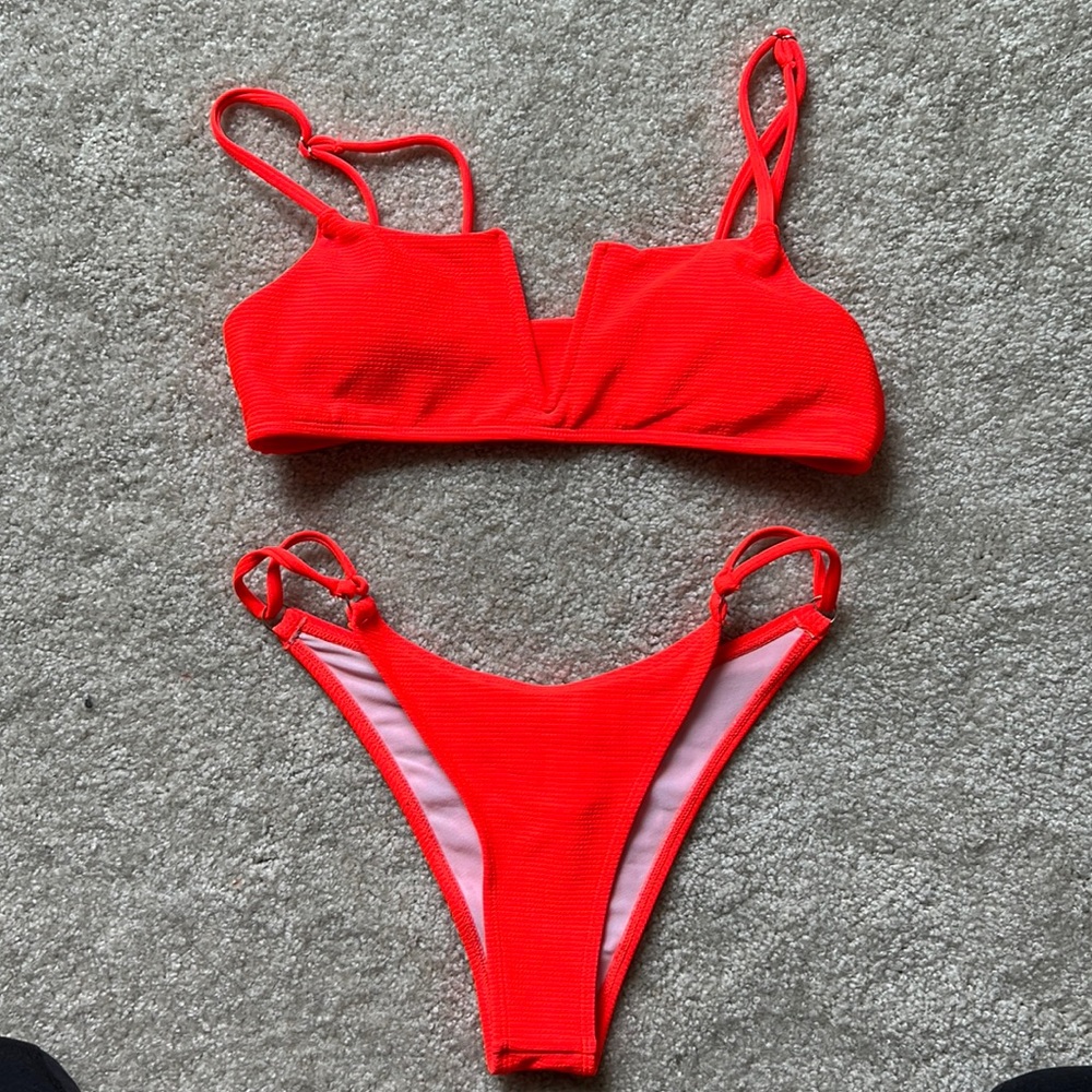Shein Neon Orange Bikini set
